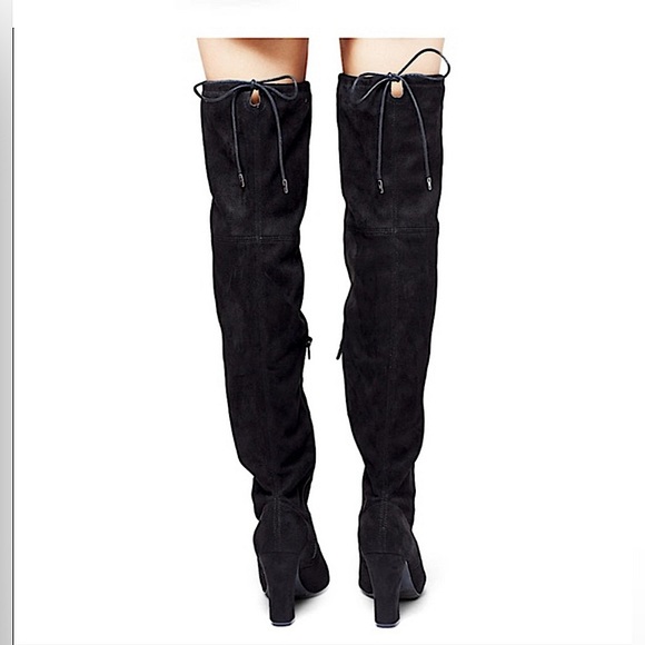 Mossimo Mariah Over The Knee Tall Black Microsuede Fashion Boots with Ties NEW! - Picture 3 of 8